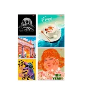 Тетрадь КЛЕТКА 48л. СТИЛЬНЫЕ КАРТИНКИ (обложка - цветная мелованная, второй блок), арт. 48-1878 Remix Микс - фото