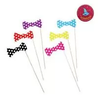 Аксессуары для фотосессии на палочке "Бабочка" в горох (набор 6 шт.), цвета МИКС, 330665  - фото