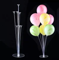 Стойка для шаров Фонтан, 7 насадок, 0,7 м, Белый/Прозрачный, 1 шт. Белый - фото