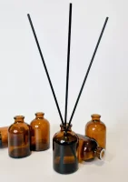 Комплект 50мл флакон коричневый для диффузора с крышкой и палочками  - фото