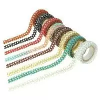 Лента клейкая декоративная ткань 1,6см х 1,2м Цепочка, микс, 00057453  - фото