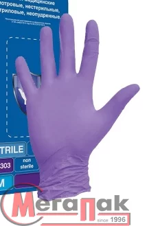 Перчатки из фиол/син.нитрила б/прис. S (100шт)(10,20)  ндс 10% Фиолетовый - фото