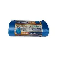 Мешки д/мусора ПНД PRACTICAL LIFE 35л синие в рул. с руч 30шт, 50*70см 12мкм Синий - фото