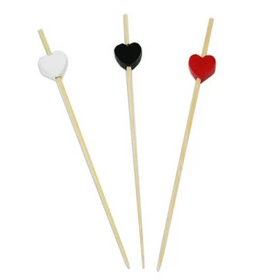 Пика 12см "Сердечко"  бамбук 1/100 HX-205  - фото