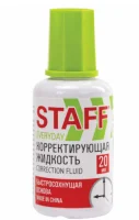 Корректирующая жидкость STAFF EVERYDAY быстросохнущая, 20 мл, с кисточкой, 228625 Белый - фото