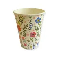 Стакан бумажный 350мл для горячего Полевые цветы D90 50шт Белый - фото