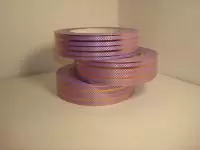 Лента с з/п (3см*50ярд) Многополоска с шашечками L325 сиреневый  - фото