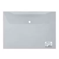 Папка-конверт с кнопкой BRAUBERG A4. 150 мм, до 100 листов, прозрачная  221638 Прозрачный - фото