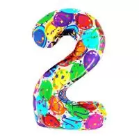 Шар фольгированный 40" «Цифра 2», яркие шары, арт. 9600498 Разноцветный - фото