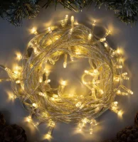 Гирлянда «Нить» 10 м, IP20, прозр. нить, 100 LED, свечение тёпл. белое, 8 режимов, 220 В, 3556781  - фото