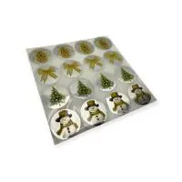 Этикетка d35 мм Новогодние стикеры Золотая коллекция 16шт в упаковке Микс - фото