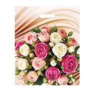 ТЦ50штСумка-пакет 38*47 прор.ручка лам Желанный букет Разноцветный - фото