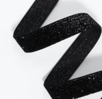 Лента бархатная, с серебряным люрексом, 15 мм, 18 ± 1 м, цвет чёрный №03 ( 10 штук ) 9626585 Черный - фото