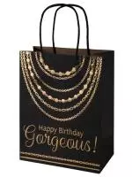 Пакет из крафт бумаги "Ожерелье" 17,8 см, плотность 150г/м2 / 17.8х22.9х9.9см арт.83279 Черный - фото