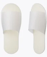 Тапочки Спанбонд двусторонний ПВХ точки (Открытый мыс, 42 размер, цвет Белый), 1 пара, арт. НФ-00004328 Белый - фото