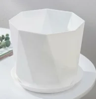 Кашпо ПРИЗМА D175мм 2,6л с поддоном Белый, арт. М 3138 Белый - фото