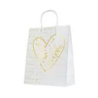 Пакет Несу любовь из крафт-бумаги д/сувенир. продукции с тисн. 120г/м2 26*32.4*12.7см 79131  - фото