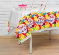 Скатерть "С Днем Рождения" шарики, 182*137 см 3544736  - фото