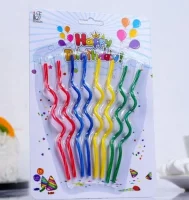 Свечи восковые для торта "Спиральки" (набор 8 шт), 457867 Разноцветный - фото