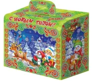 Новог.коробка Портфель "С Новым годом" (Портфель Подарки от Деда Мороза)  вместимость до 1000 гр  - фото