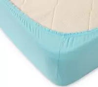 Простыня трикотажная на резинке 140*200 100% хлопок, плотность 145гр голубая Голубой - фото