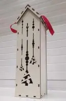 Коробка для вина/шампанского с крышкой "Ёлочные игрушки" (Белый) НГ056 Белый - фото