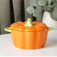 Горшочек из жаропрочной керамики для запекания «Тыква», 600 мл, 18,5×14×11 см, арт. 6996161 Оранжевый - фото
