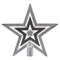 Наконечник на ель "Звезда" Золотая сказка, пластик 15 см серебро Серебро - фото