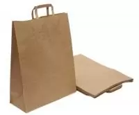 Пакет бумажный коричневый с плоскими ручками с дном 240*140*280, арт. 108-033, 406-988 Коричневый - фото