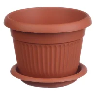 Кашпо ЛИВИЯ D240мм 4,6л с поддоном Терракотовый, арт.  М 3020 Терракотовый - фото