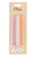 Свечи Нежный микс, Металлик, 12 см, 8 шт. с держат., 802709  - фото