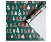 Бумага упаковочная глянцевая "Ёлочки", 70 х 100 см, 5155298 Зеленый - фото