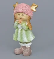 Новогодняя статуэтка, 9 см, пастельно-мятный, Девочка Разноцветный - фото