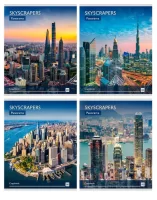 Тетрадь КЛЕТКА 80л. НЕВЕРОЯТНЫЕ НЕБОСКРЕБЫ цветная мелованная обложка, арт. 80-9416 Prof-Press Микс - фото