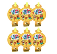 Карнавальные язычки гудки, Три Кота, С Днем Рождения!, Желтый, 11 см, 6 шт., 6014876  - фото