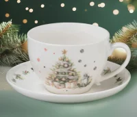 Чайная пара "Ель" чашка 210 мл, блюдце 15 см арт. 10338037 Белый - фото