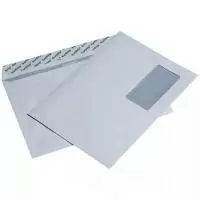 Конверт арт.1449.10. С5 (162*229), 80г, окно справа (45*90),сил.лента, серая зап-ка, пачка 10шт. Белый - фото