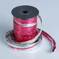Лента Полисилк 12,5см*20м малиновый/серебро Россия, арт. 30593FS  - фото