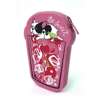 Кошелёк для банкнот и монет, арт.50897/ 25 ЛИМОНАД (15х10х2,5 см, силикон ароматизированный, молния, шелкография, ПЭТ-пакет) Малиновый - фото