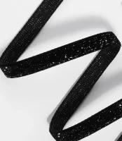 Лента бархатная, с серебряным люрексом, 6 мм, 18 ± 1 м, цвет чёрный №03 ( 10 штук ) 9626583 Черный - фото