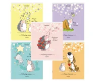 Тетрадь А5 48л. BRAUBERG скоба, клетка, обложка картон, Приключения Ёжика (микс в спайке), 404366 Микс - фото