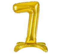 Шар фольга Falali (32''/81 см) Цифра, 7 на подставке, Золото, 1 шт. в уп.(надув воздухом) Золотой - фото
