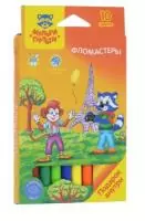 Фломастеры Мульти-Пульти "Енот во Франции", 10цв., смываемые, картон, европодвес WP_10714, 240099  - фото
