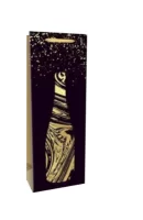 Пакет подарочный с матовой ламинацией, золотистым тисненением 12*35*10 (Bottle) Приятный вечер, 210г, ПКП-7922 Черный - фото