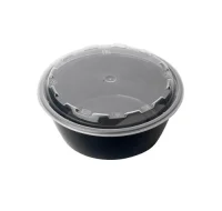 Комплект: Контейнер круглый черный + крышка 530мл (150) арт.1264Ч Черный - фото