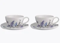 Набор чайных пар Floral, 250 мл, 2 шт, арт. LJ_SB_CU250 Белый - фото