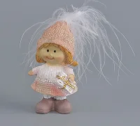 Новогодняя статуэтка, 7 см, золотисто-розовый, Девочка Золотой - фото