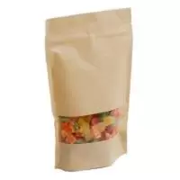 Пакет 150*240 ДП бумажный, зип, узкое прозрачное окно 80мм 1/100 121-010 Коричневый - фото