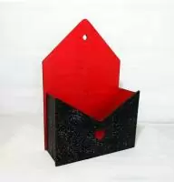 Ящик конверт двухцветный с блестками №9 (17*6,5*25,5) черно/красный Красный - фото