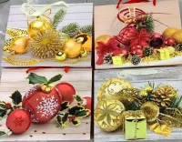 Пакет подар.бум.с руч 39*30*11 Люкс с блестками НГ N320 (240/12)  - фото